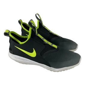 Nike Flex Runner Boys 6.5Y Black Grey Volt Slip On Sneakers